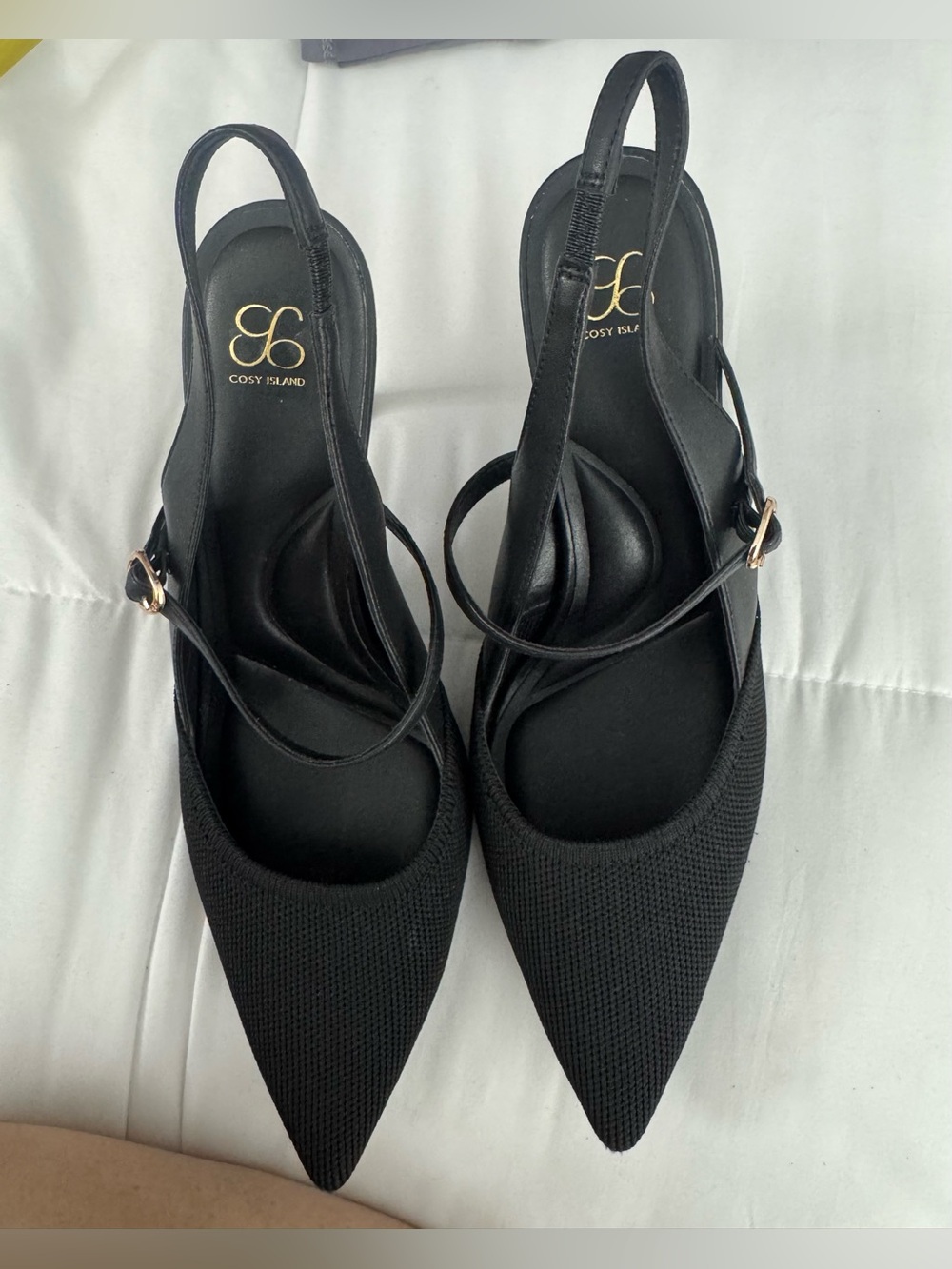 Black Pointed Slingback Heels